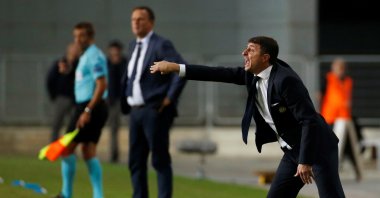 Maccabi Tel Aviv&#039;s then-coach Shota Arveladze shouts during the UEFA Europa League Group Stage match between Maccabi Tel Aviv and AZ Alkmaar at the Netanya Stadium, Israel, Nov. 3, 2016. (Reuters File Photo)