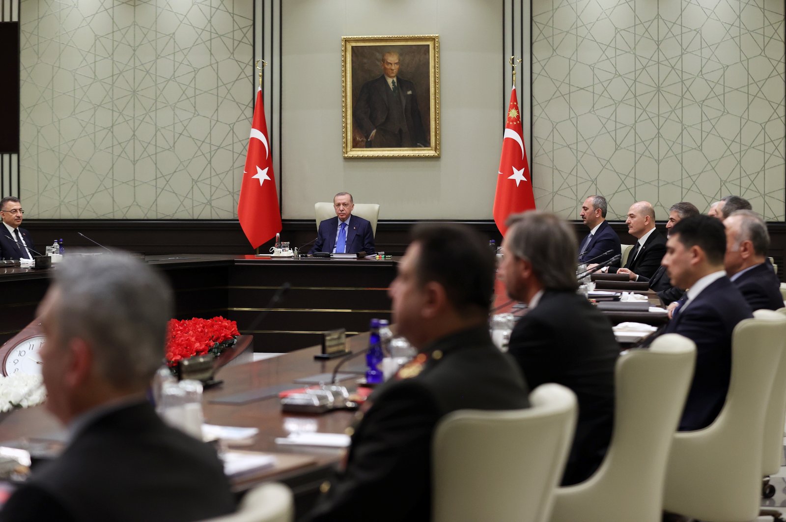 Members of the National Security Council chaired by President Recep Tayyip Erdoğan meet in the capital Ankara, Turkey, Jan. 27, 2022. (AA Photo)