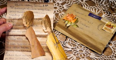 A view of a letter sent to Lithuanian woman Genowefa Klonowska around 50 years ago in Vilnius, Lithuania, Jan. 25, 2022. (Reuters Photo)