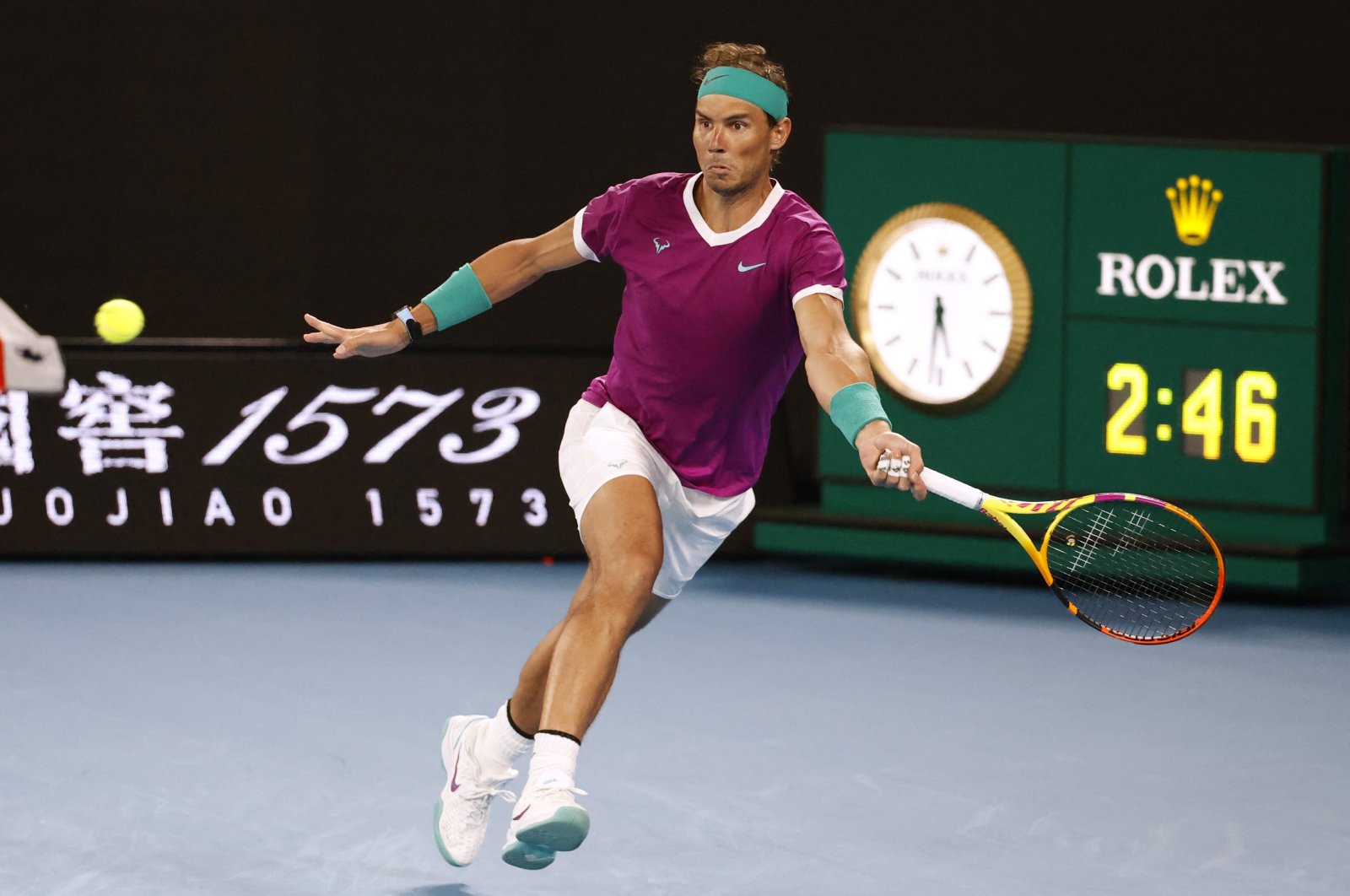 Rafael Nadal in action during his semi final match against Matteo Berrettini, in Melbourne, Australia, Jan. 28, 2022. (REUTERS PHOTO) 