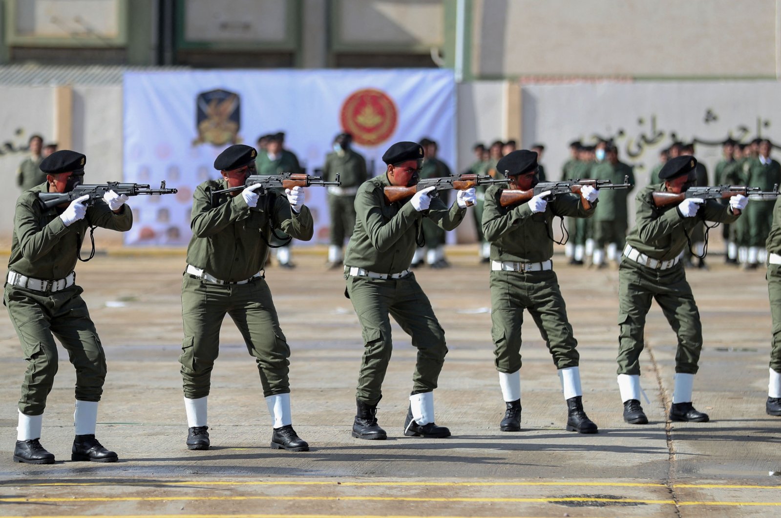 Libyan soldiers take part in a military parade during their graduation ceremony in the capital Tripoli, Libya, Jan. 23, 2022. (AFP Photo)