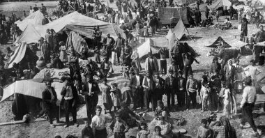 Armenian families in a refugee camp, December 1920. (Shutterstock Photo)