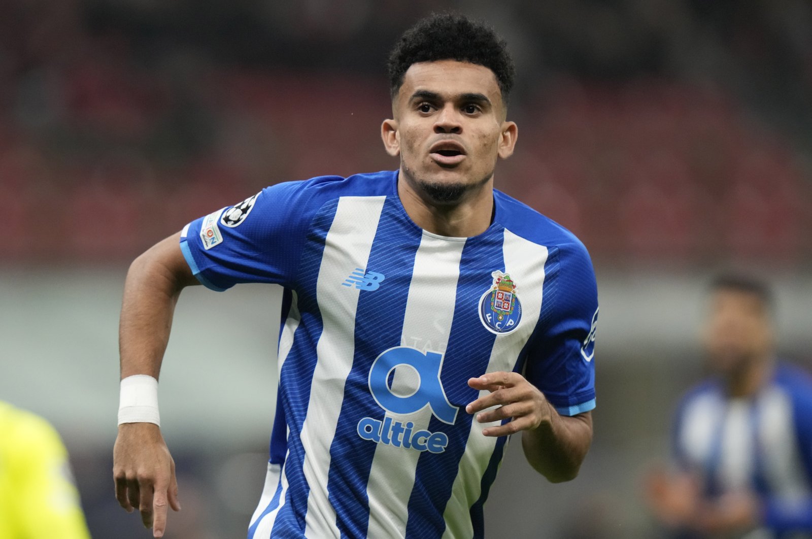 Porto's Luis Diaz during a Champions League match against AC Milan at the San Siro, Milan, Italy, Nov. 3, 2021. (AP Photo)