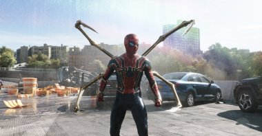 Tom Holland, in a scene from the film "Spider-Man: No Way Home." (Sony Pictures via AP)