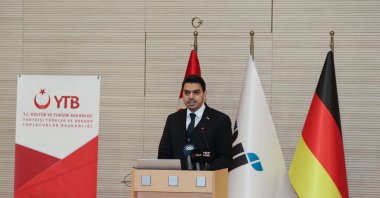YTB chair Abdullah Eren speaks at the symposium, in Istanbul, Turkey, Jan. 31, 2022. (AA Photo)