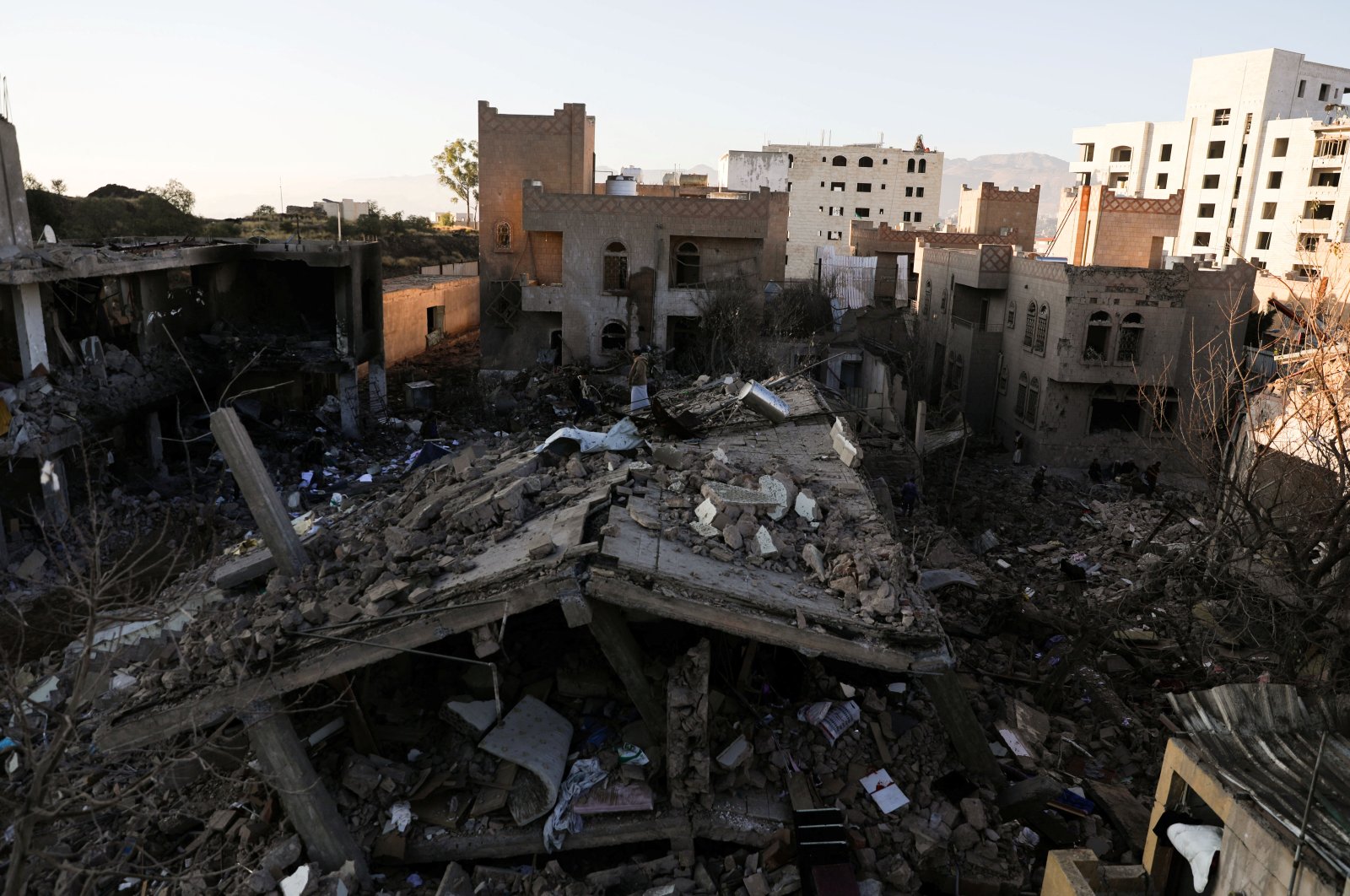 A view of a house hit by Saudi-led airstrikes in Sanaa, Yemen, Jan. 18, 2022. (Reuters Photo)