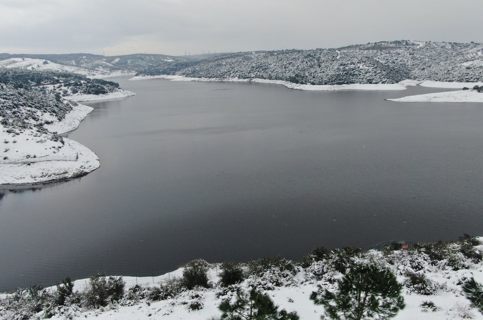 A view of Alibeyköy Dam, in Istanbul, Turkey, Jan. 31, 2022. (DHA PHOTO) 