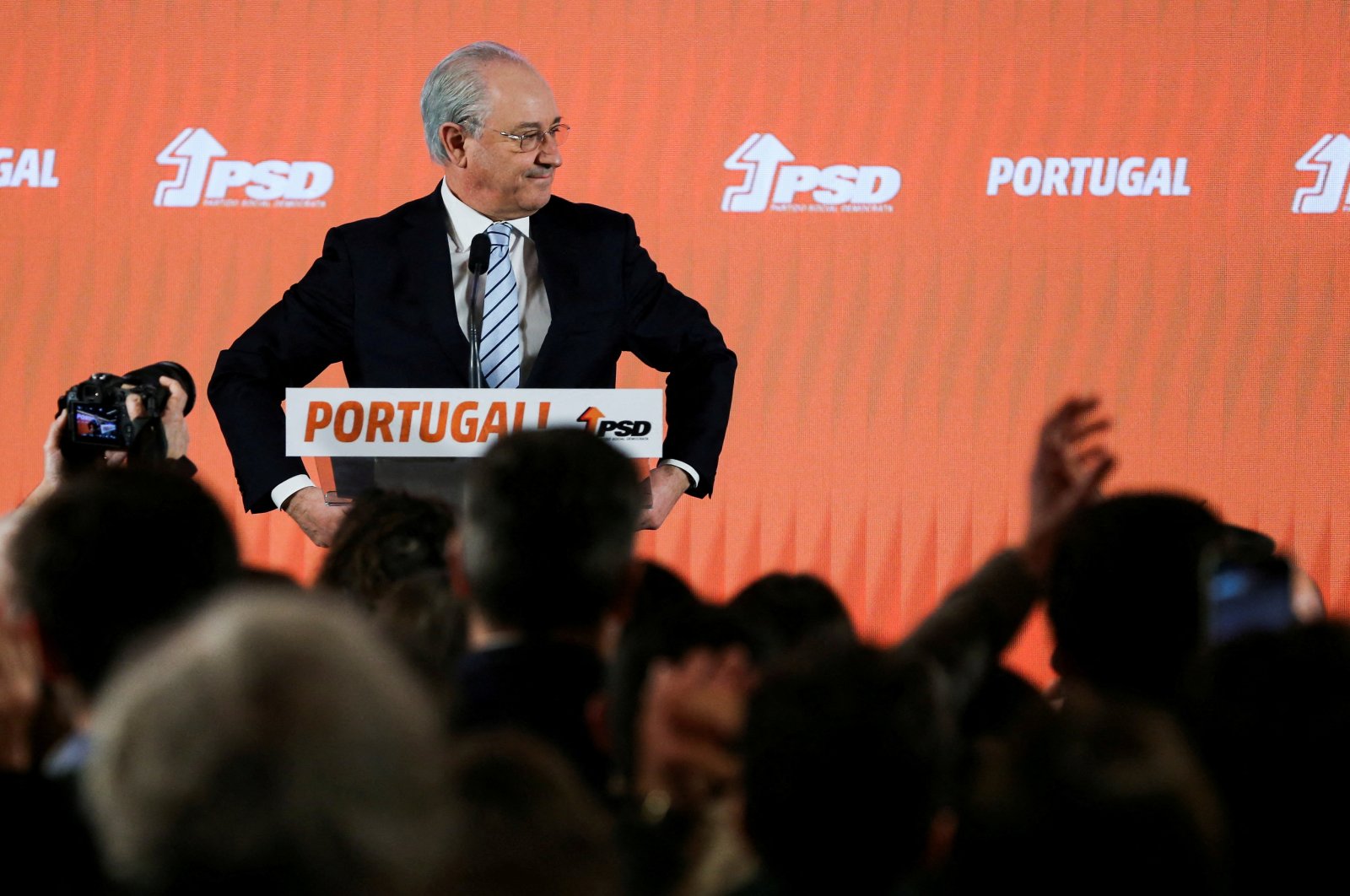 Portugal&#039;s Social Democratic Party (PSD) leader Rui Rio reacts to the result of the general election in Lisbon, Portugal, Jan. 31, 2022. (Reuters Photo)