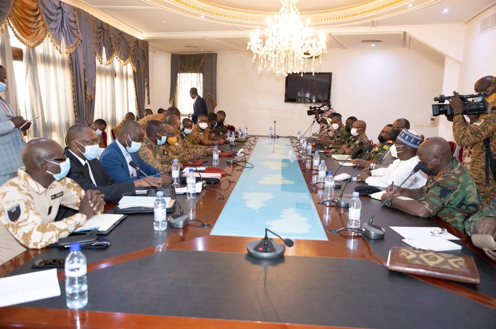Representatives from the ECOWAS council of ministers meet with leaders of the military coup that ousted President Roch Kabore, in Ouagadougou, Burkina Faso, Jan. 29, 2022. (Reuters Photo)