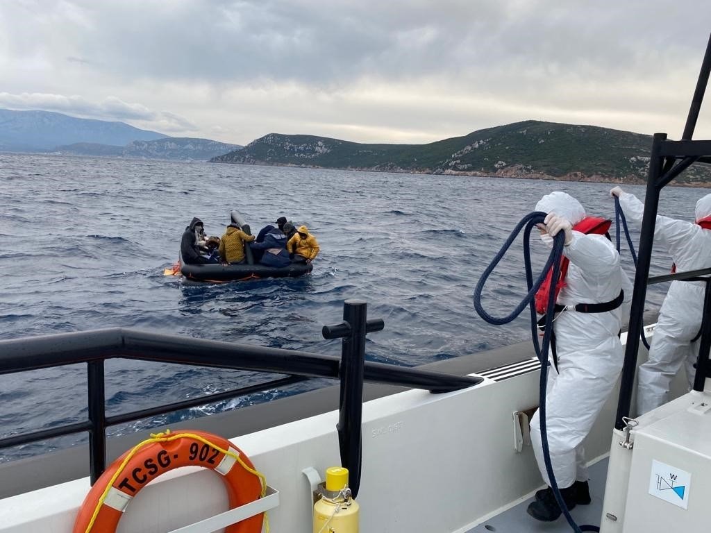 Forty irregular migrants were rescued by the Turkish coast guard off the Çeşme district, Izmir, Turkey, Jan. 26, 2022. (AA Photo)