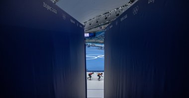 Dutch speed skaters attend a training session before the 2022 Winter Olympics, Beijing, China, Feb. 1, 2022. (EPA Photo)