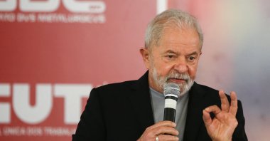 Brazil’s former President Luiz Inacio Lula da Silva speaks at Sindicato dos Metalurgicos do ABC (ABC Steelworkers&#039; Union), in Sao Bernardo do Campo, Brazil, Jan. 29, 2022. (Reuters Photo)