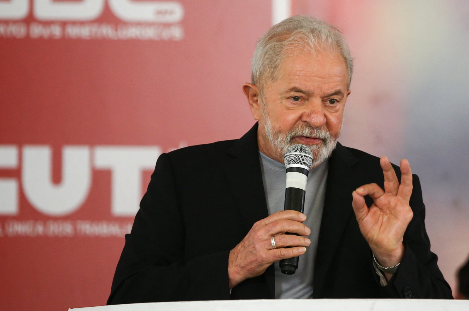 Brazil’s former President Luiz Inacio Lula da Silva speaks at Sindicato dos Metalurgicos do ABC (ABC Steelworkers&#039; Union), in Sao Bernardo do Campo, Brazil, Jan. 29, 2022. (Reuters Photo)