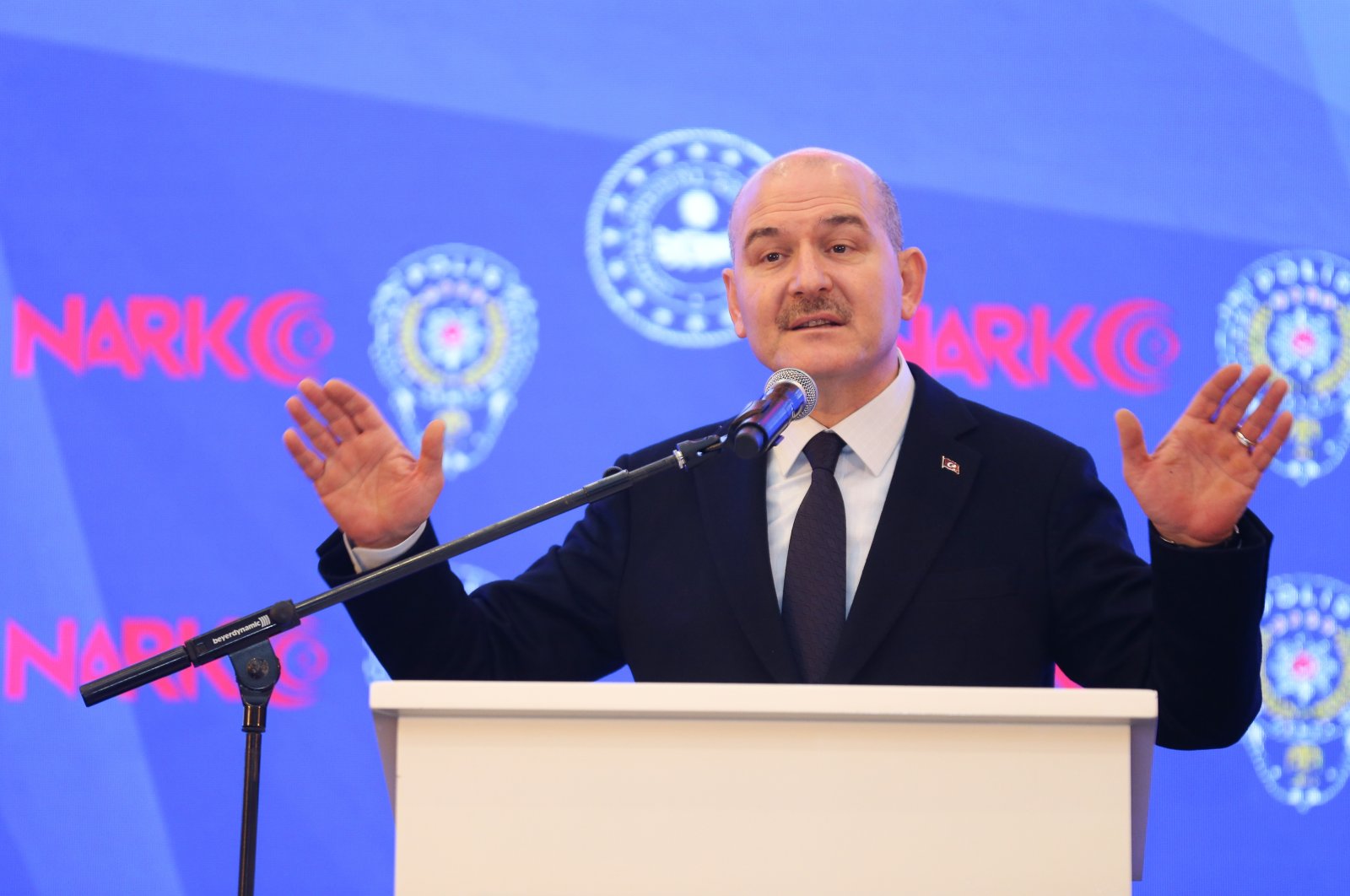 Süleyman Soylu addresses the counternarcotics event in Antalya, southern Turkey, Feb. 1, 2022. (AA Photo)