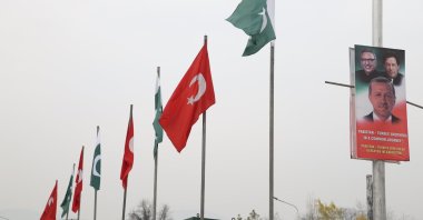 Turkish and Pakistani national flags are seen amid President Recep Tayyip Erdoğan’s visit to Islamabad, Pakistan, Feb. 13, 2020. (AA Photo)