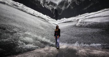 Funda Karayel at the "Trust" exhibition at ARTECHOUSE, in New York, U.S., Feb. 1, 2022. (AA Photo)