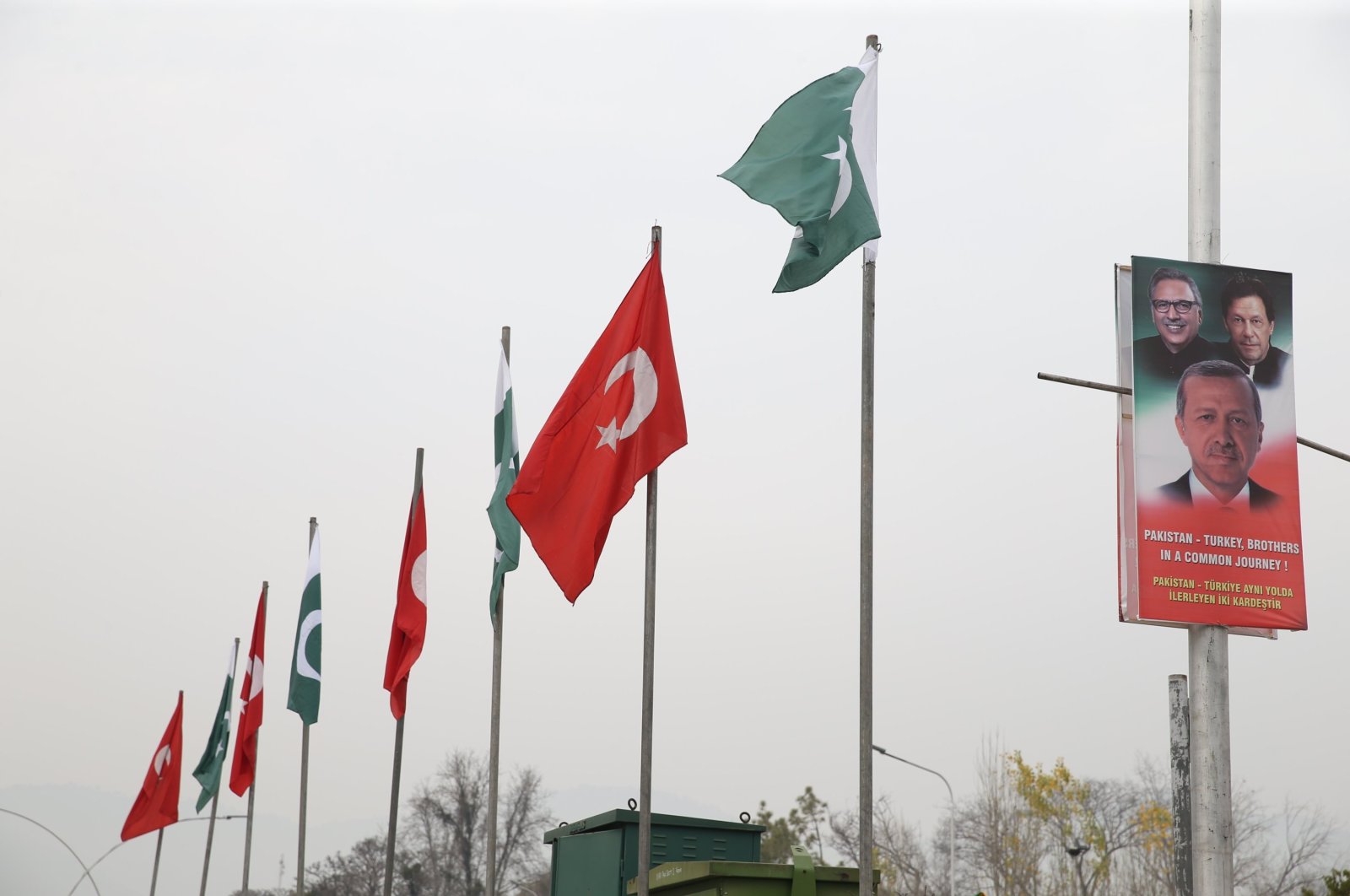 Turkish and Pakistani national flags are seen amid President Recep Tayyip Erdoğan’s visit to Islamabad, Pakistan, Feb. 13, 2020. (AA Photo)