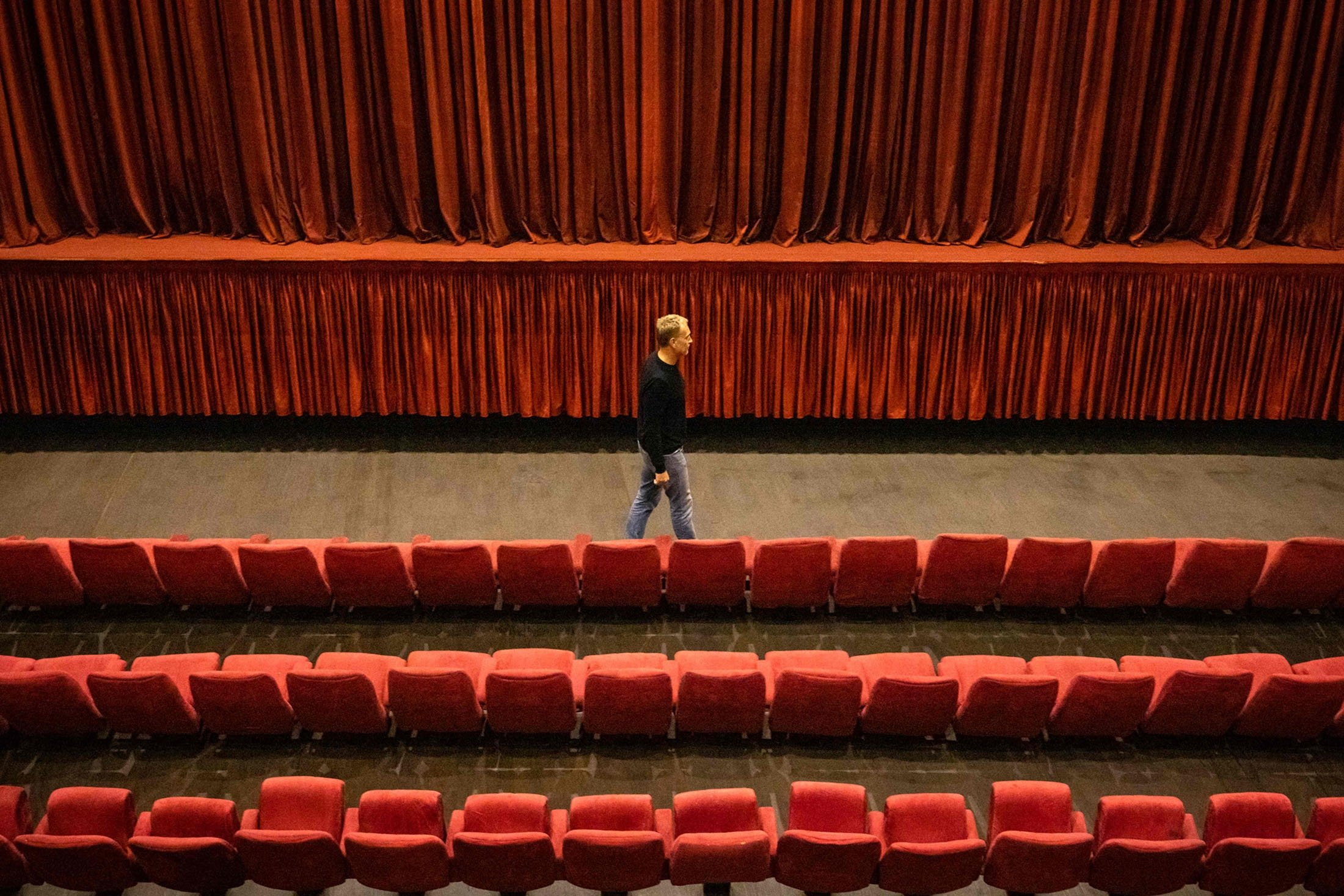 A man visits the empty Le Rif cinema in the western city of Casablanca, Morocco, Jan. 24, 2022. (AFP Photo)
