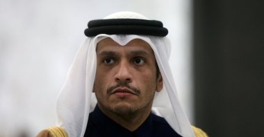 Qatari Foreign Minister Sheikh Mohammed bin Abdulrahman Al Thani is pictured at the presidential palace in Baabda, Lebanon, Feb. 9, 2021. (Reuters Photo)