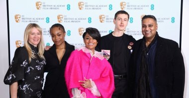 Radio DJ and TV presenter Edith Bowman and actors Bukky Bakray, Ariana DeBose, Harris Dickinson and BAFTA Chair Krishnendu Majumdar attend the EE Rising Star Award nominee announcement at BAFTA Piccadilly in London, Britain, Feb. 1, 2022. (Reuters Photo)