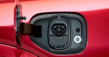 The charging socket is seen on Ford Motor Co.'s electric Mustang Mach-E during a photoshoot at a studio in Warren, Michigan, U.S., Oct. 29, 2019. (Reuters Photo)
