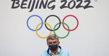 IOC President Thomas Bach at the Winter Olympics media center, Beijing, China, Feb. 03, 2022. (EPA Photo)