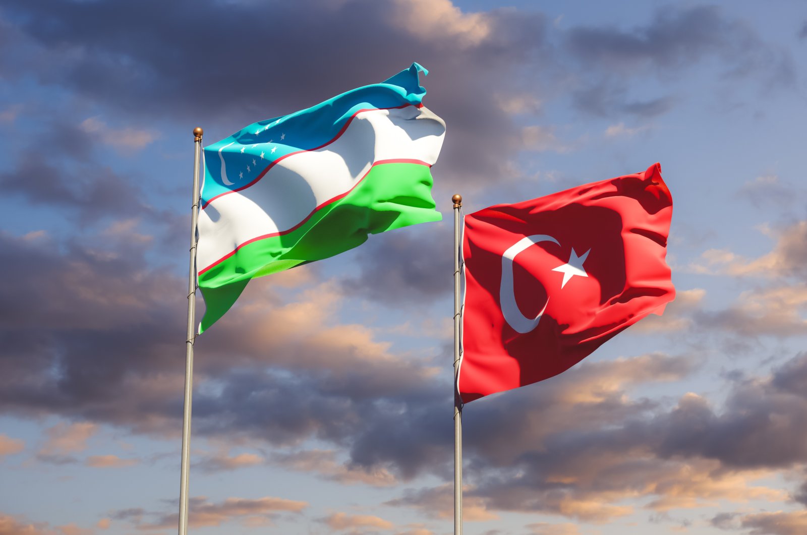 Flags of Uzbekistan and Turkey are seen on this undated photo. (ShutterStock Photo)