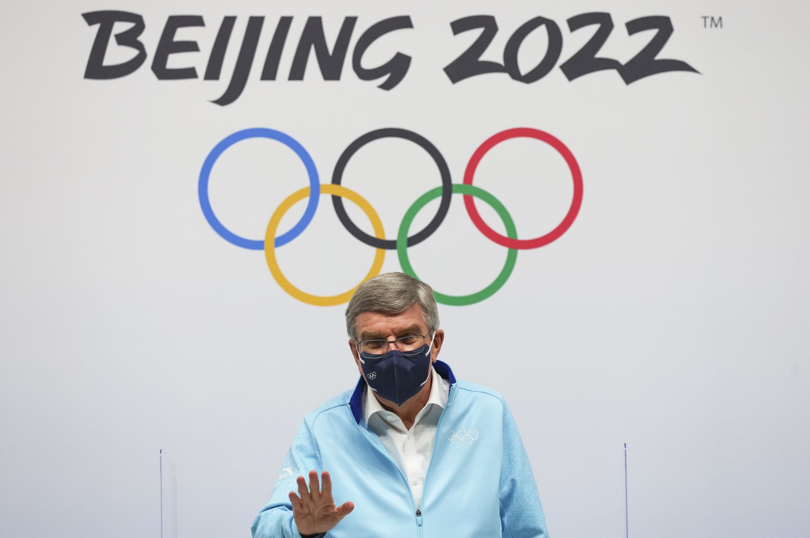 IOC President Thomas Bach at the Winter Olympics media center, Beijing, China, Feb. 03, 2022. (EPA Photo)