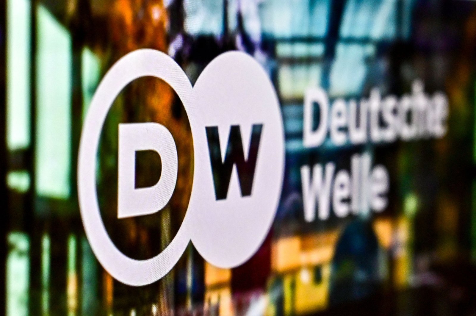 The logo of German broadcaster &quot;Deutsche Welle&quot; on a laptop screen in Moscow, Russia, Feb. 3, 2022. (AFP Photo)