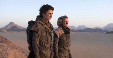 This image released by Warner Bros. Pictures shows Timothee Chalamet (L) and Rebecca Ferguson in a scene from &quot;Dune.&quot; (AP)
