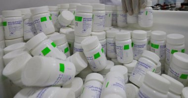 Boxes of molnupiravir at a pharmaceutical factory, in Cairo, Egypt, Feb. 1, 2022. (Reuters Photo)