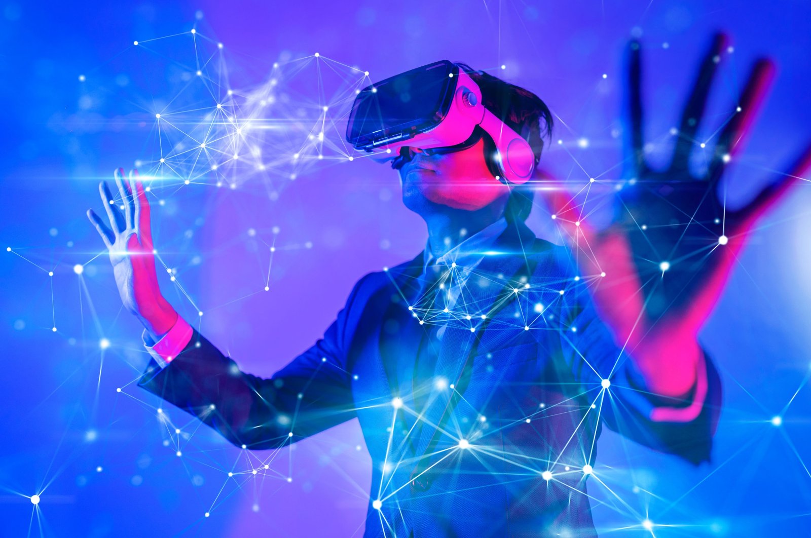 A man with virtual reality goggles plays an augmented reality game in this undated illustration photo. (Shutterstock Photo)