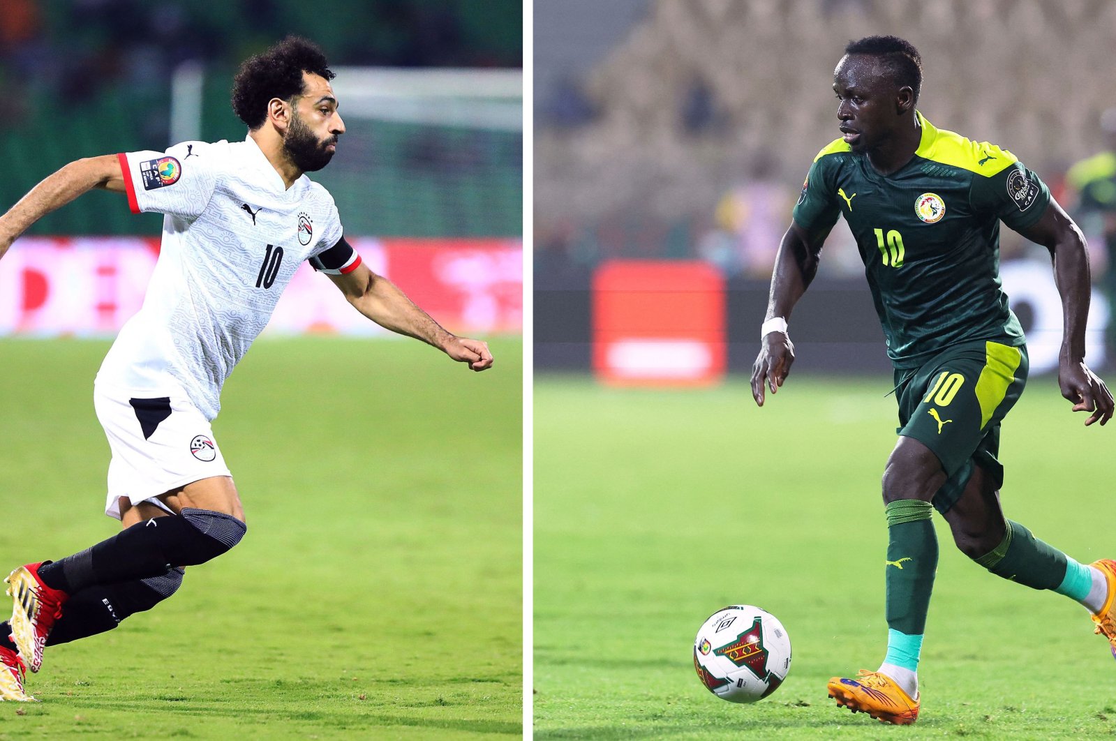 This photo combo shows Egypt&#039;s Mohamed Salah (L) and Senegal&#039;s forward Sadio Mane, Feb. 4, 2022. (AFP Photo)