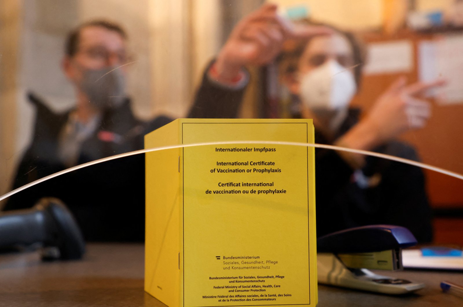Vaccination passes are seen at a vaccination center in St. Stephen&#039;s Cathedral in Vienna, Austria, Feb. 5, 2022. (REUTERS/Leonhard Foeger)