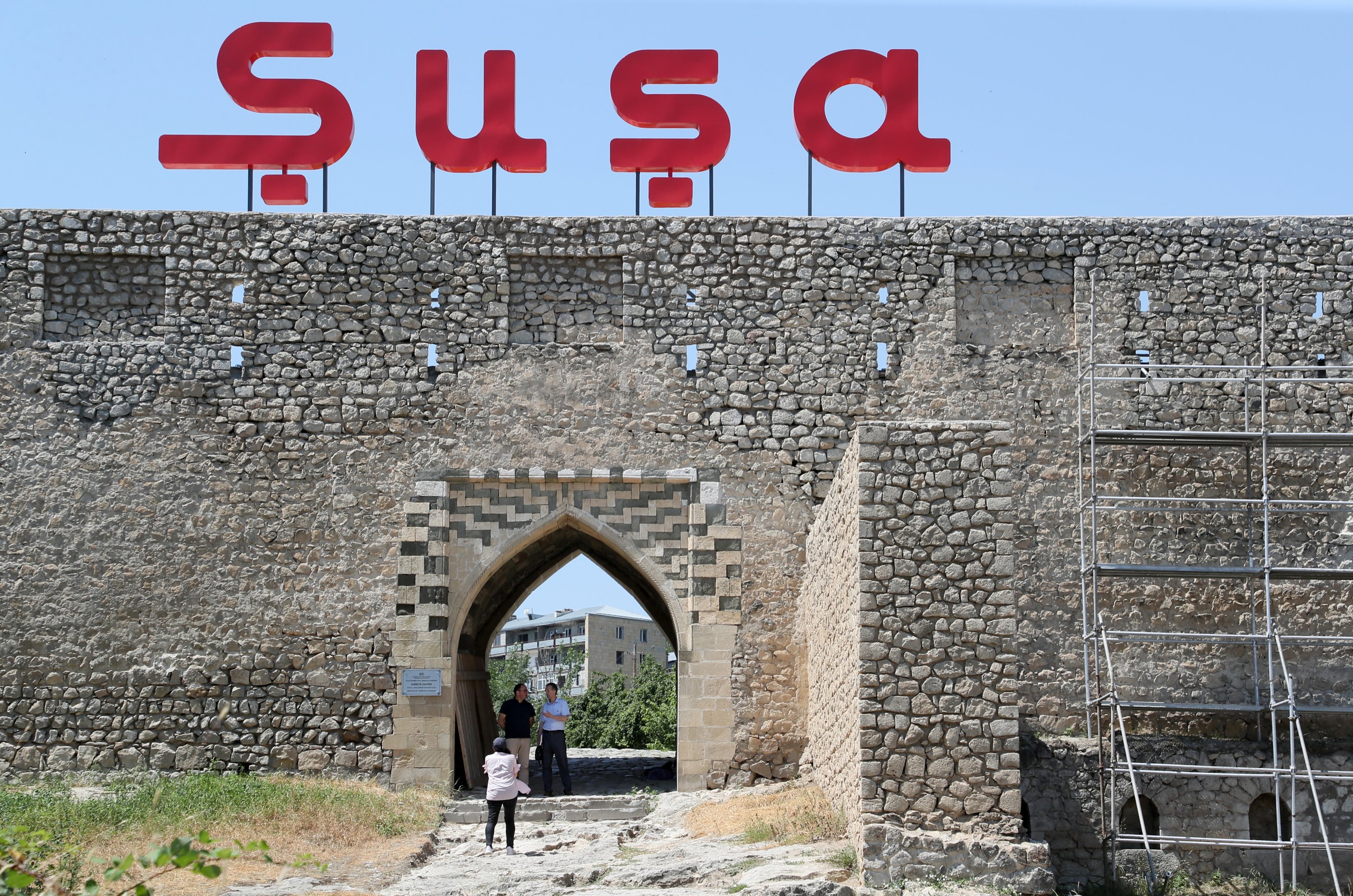 The Shusha Fortress under restoration, Shusha, Azerbaijan, July 4, 2021. (REUTERS)