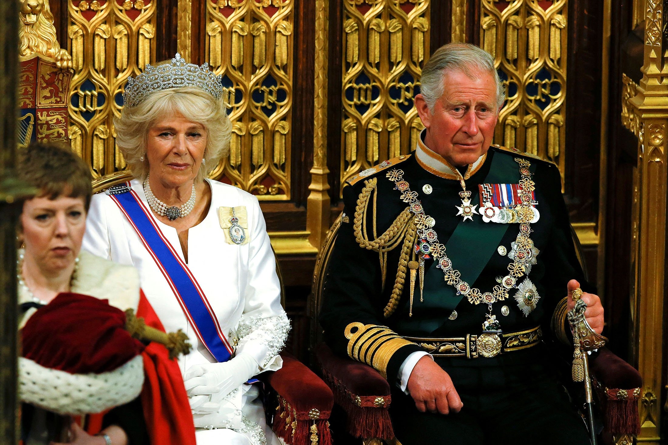 Prince Charles (R) and his wife Camilla, Duchess of Cornwall, wait for Queen Elizabeth to deliver her speech in the House of Lords, during the State Opening of Parliament in the Palace of Westminster in London, U.K., May 27, 2015. (Reuters Photo)