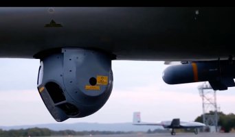 Aselsan-made CATS seen on a Bayraktar TB2 drone in this screen grab from a video shared by Ismail Demir, Feb. 6, 2022. 