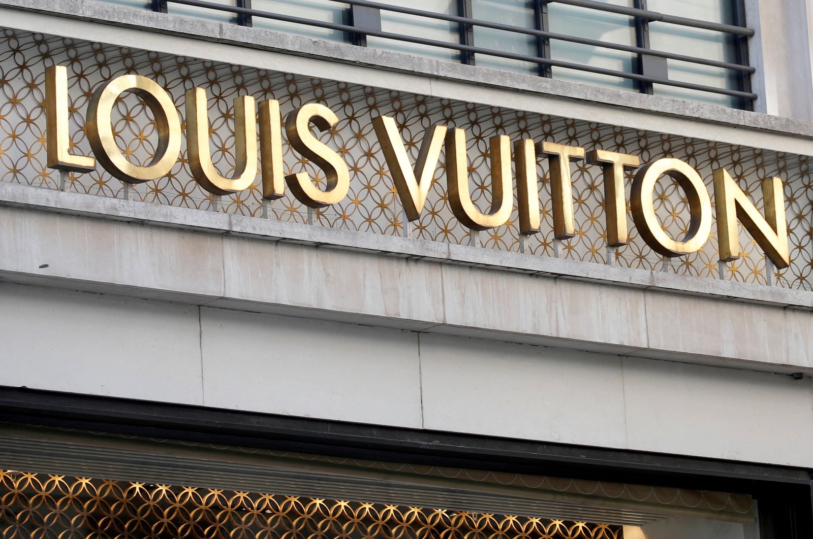A Louis Vuitton logo is seen outside a store on the Champs-Elysees in Paris, France, Sept. 18, 2020. (Reuters Photo)