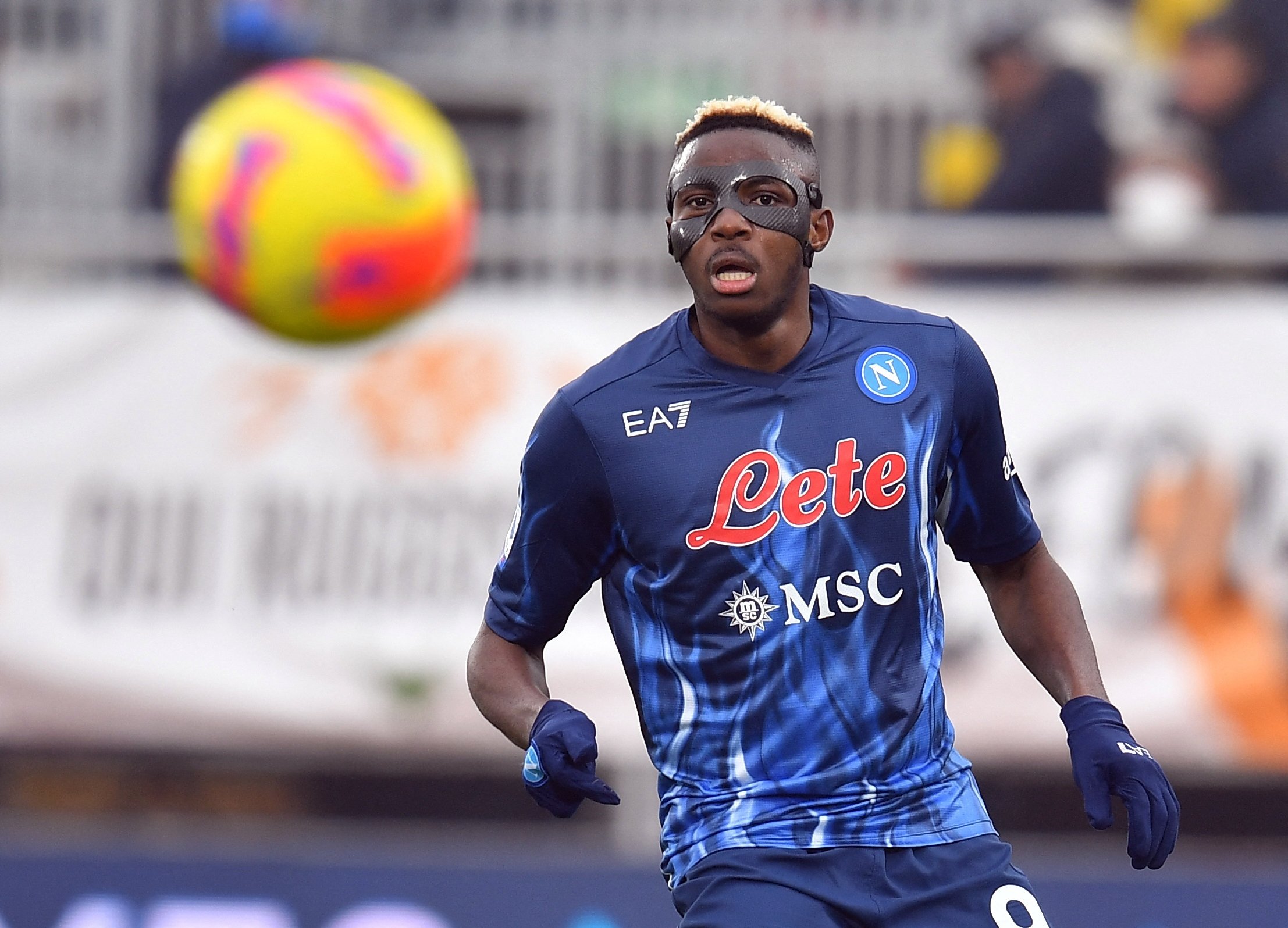 Napoli's Victor Osimhen in action during a Serie A match against Venezia, Venice, Italy, Feb. 6, 2022.