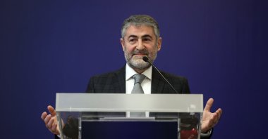 Treasury and Finance Minister Nureddin Nebati speaks during a meeting with nongovernmental organizations in Istanbul, Turkey, Jan. 15, 2022. (AA Photo)