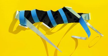 Burhan Doğançay, 2008, &#039;Yellow Explosion,&#039;aAluminium, 125 by 225 centimeters. (Courtesy of Alan) 