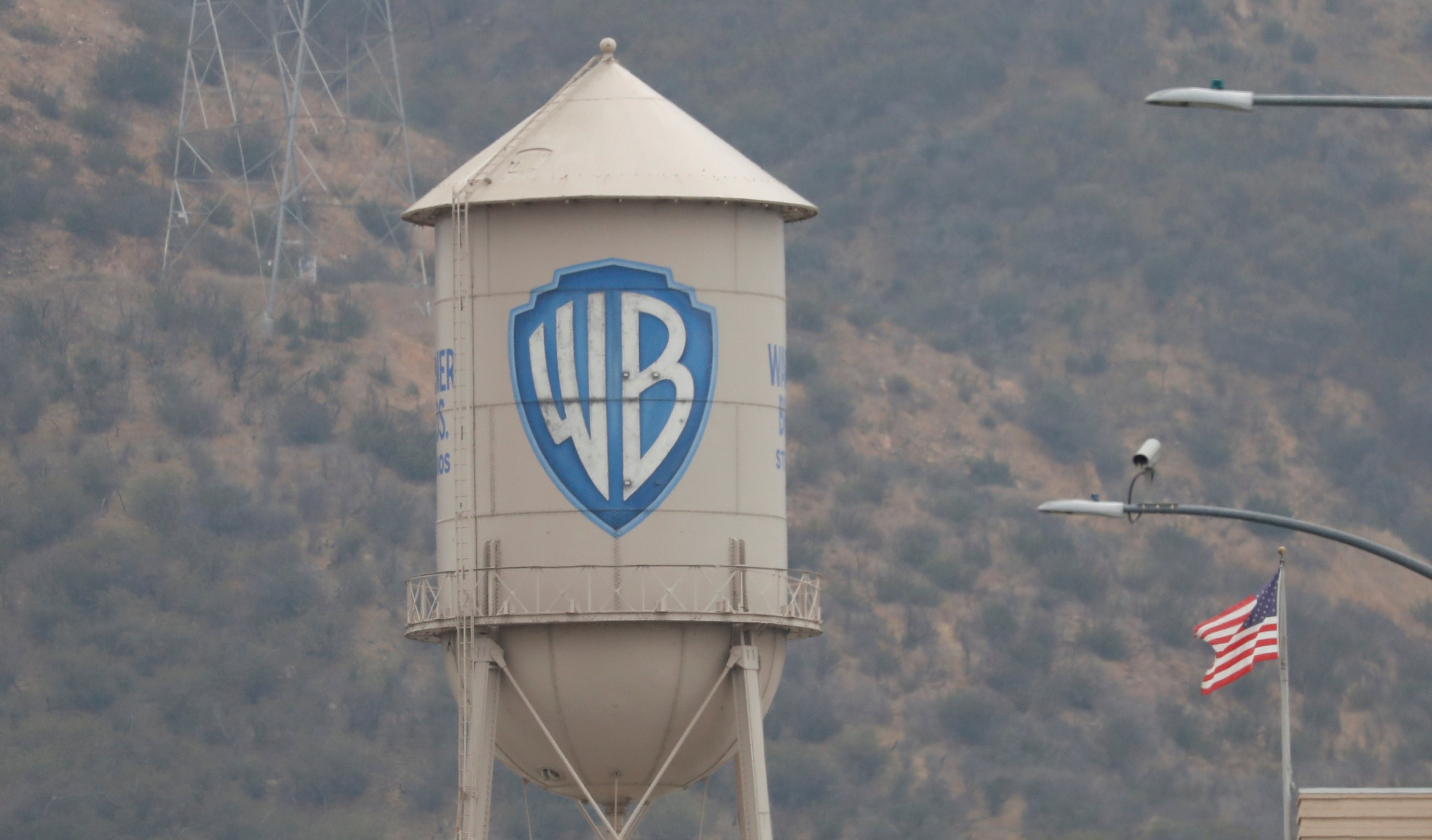 The iconic Warner Bros. water tower is pictured at Warner Bros. Studios lot in Burbank, California, U.S., Oct. 7, 2021. (REUTERS)