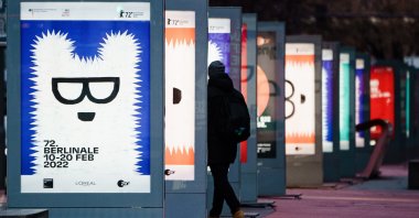 Displays showing the Berlinale posters ahead of the 72nd annual Berlin International Film Festival (Berlinale), in Berlin, Germany, Feb. 5, 2022. (EPA)
