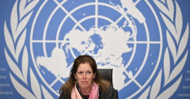 Deputy Special Representative of the U.N. Secretary-General for Political Affairs in Libya Stephanie Williams speaks during a press conference in Geneva, Switzerland, Feb. 5, 2021. (AFP File Photo)