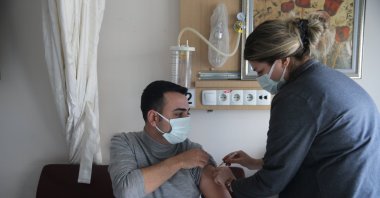Bünyamin Aytaç, a local, gets vaccinated with Turkovac at a hospital, in Mardin, southeastern Turkey, Feb. 7, 2022. (AA PHOTO) 