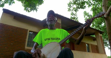 Malawian musician Giddes Chalamanda plays his song "Linny Hoo," now popular on TikTok, a social media platform beloved by youths, at his home in Chiradzulu village, 30 kilometers east of Blantyre, Malawi, Jan. 28, 2022. (Reuters Photo)