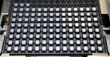 Chips are pictured at semiconductor packaging firm Unisem's plant in Ipoh, Malaysia, Oct. 15, 2021. (Reuters Photo)