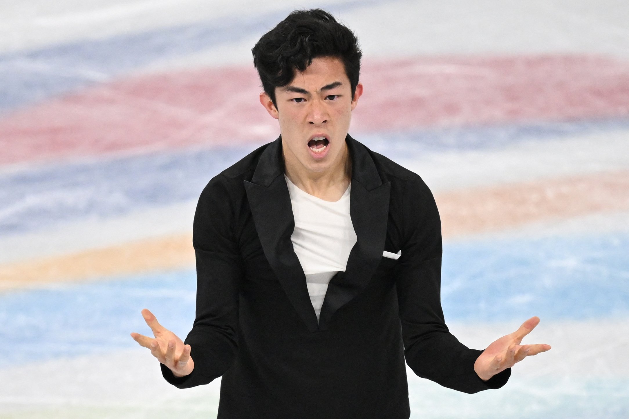 U.S.' Nathan Chen competes in the Beijing 2022 Winter Olympic men's single skating short program, Beijing, China, Feb. 8, 2022. (AFP Photo)