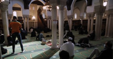 Muslims pray during the first day of the holy fasting month of Ramadan, at the Paris Mosque, Tuesday, April 13, 2021. (AP File Photo)