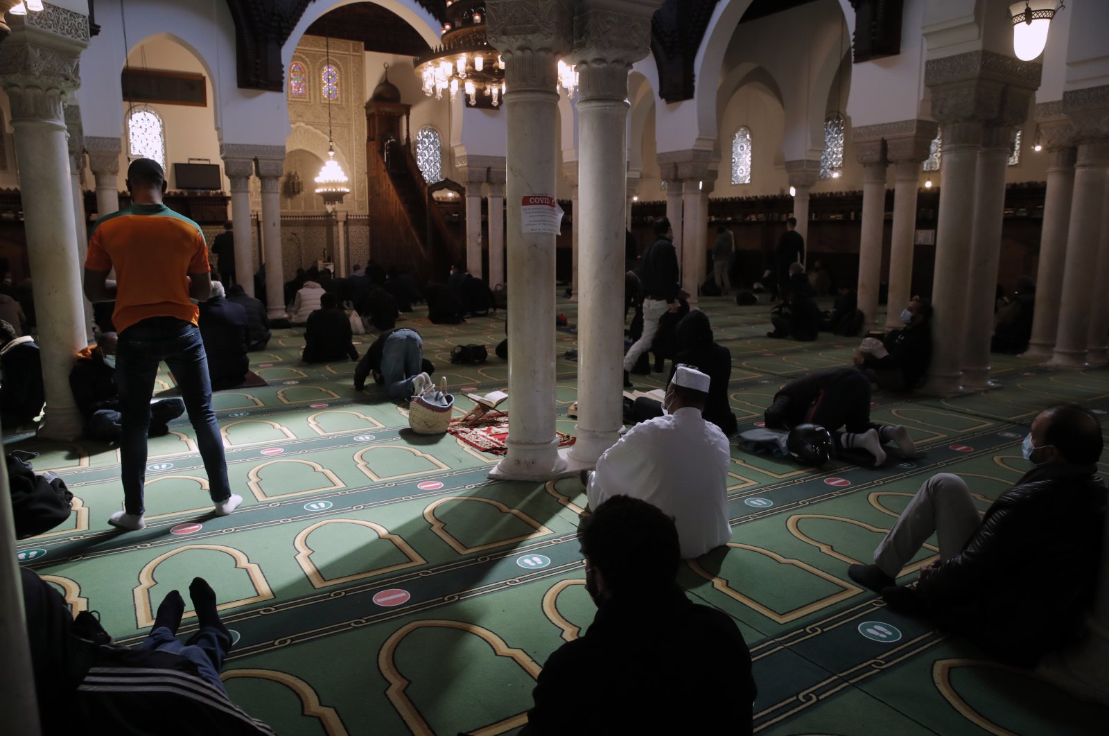 Muslims pray during the first day of the holy fasting month of Ramadan, at the Paris Mosque, Tuesday, April 13, 2021. (AP File Photo)
